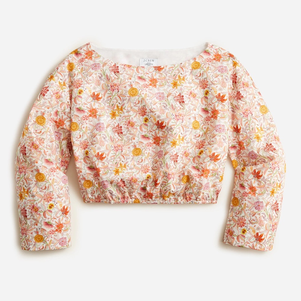 J. Crew Liberty of London Garden Life Floral Crop Top Boho Bell Sleeve Sz XL - Picture 2 of 10